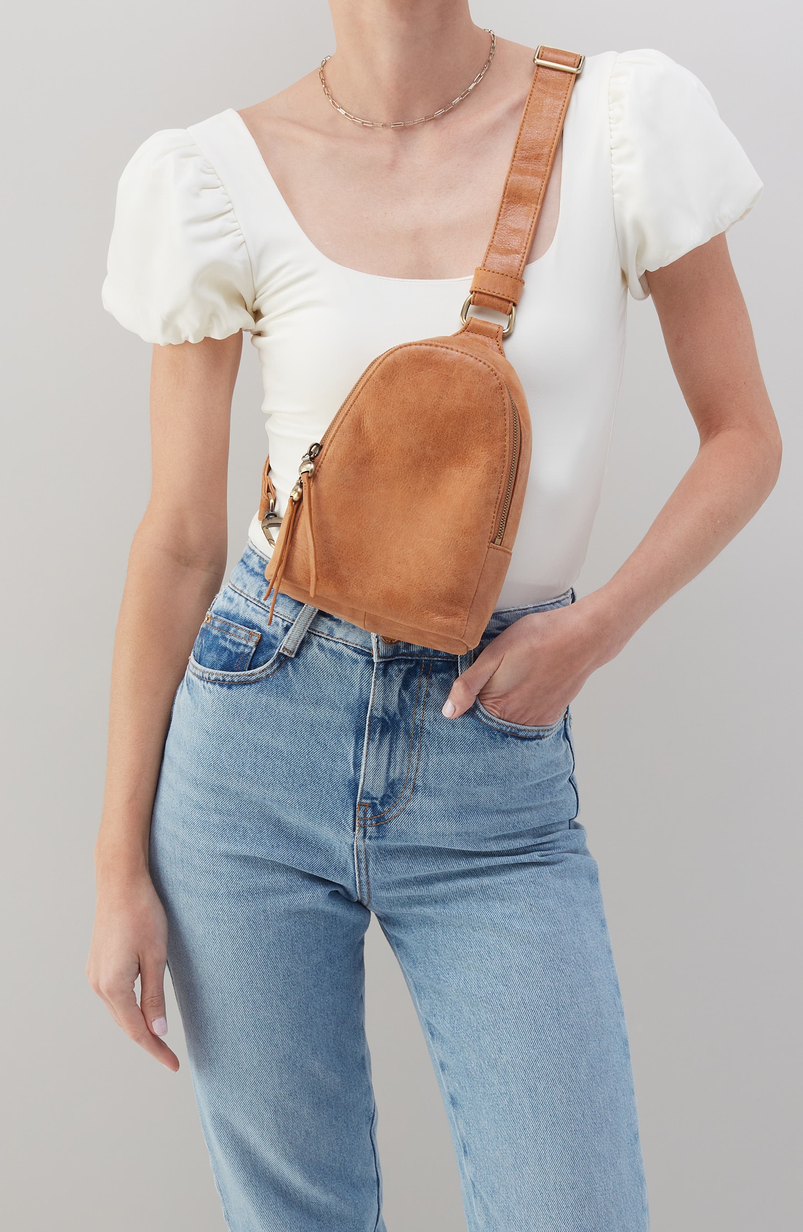 HOBO Fern Leather Sling Bag, Alternate, color, Whiskey