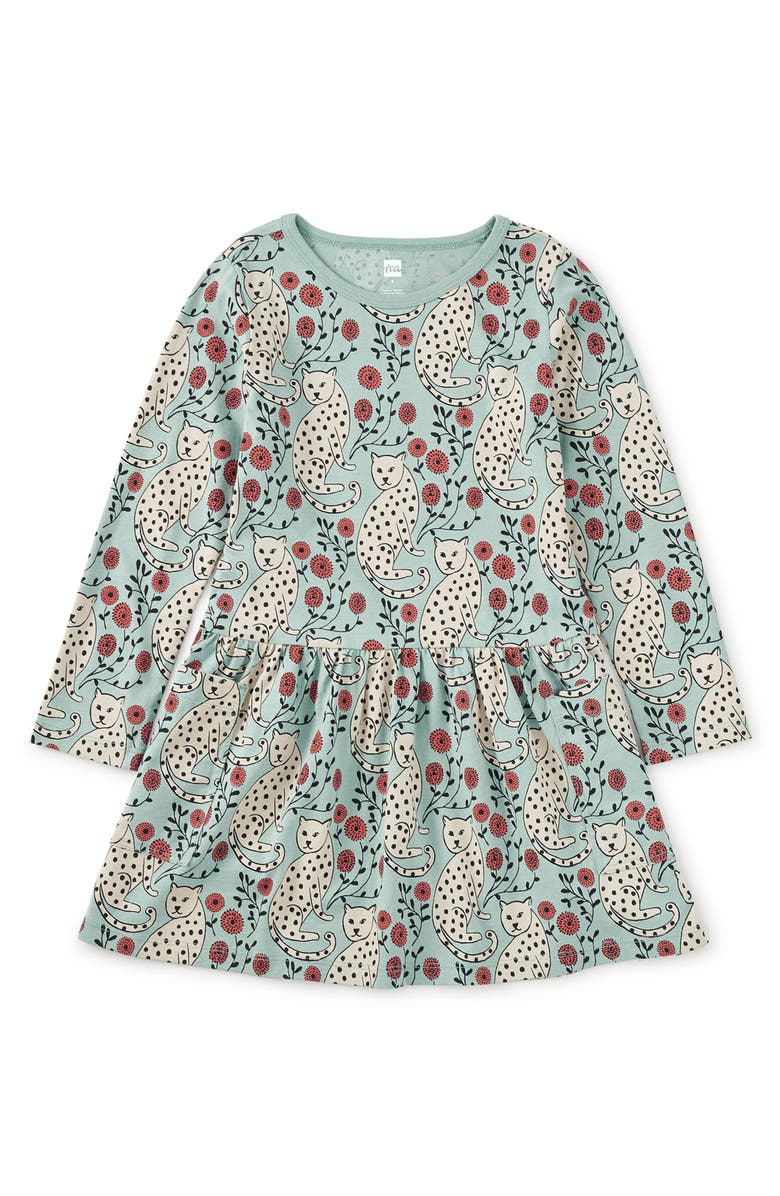 Tea Collection Long Sleeve Pocket Dress, Main, color, Leopard Floral