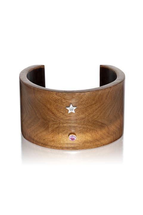 Ora Wood Sunrise Cuff with Pink Sapphire and Diamond
