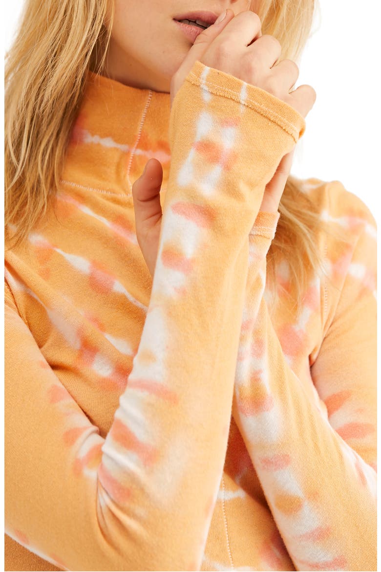 Psychedelic Mock Neck Tee, Alternate, color, MANGO