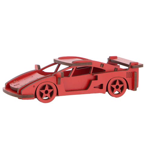 Woodlet Medium Red Sports Car 3D Wooden Kitset,Ages 6+