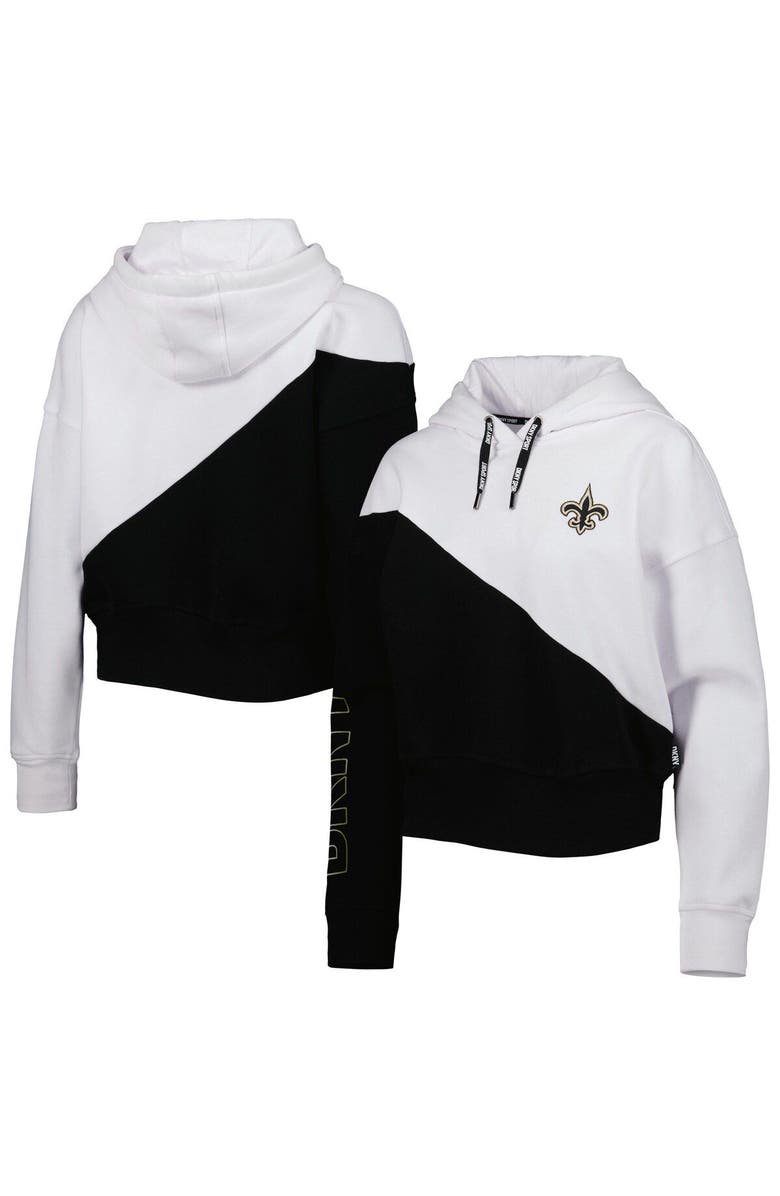 DKNY SPORT Women's DKNY Sport White/Black New Orleans Saints Bobbi Color Blocked Pullover Hoodie, Main, color, White