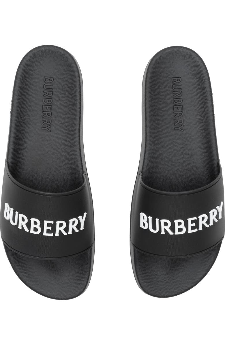Burberry Logo Slides, Alternate, color, Black/White