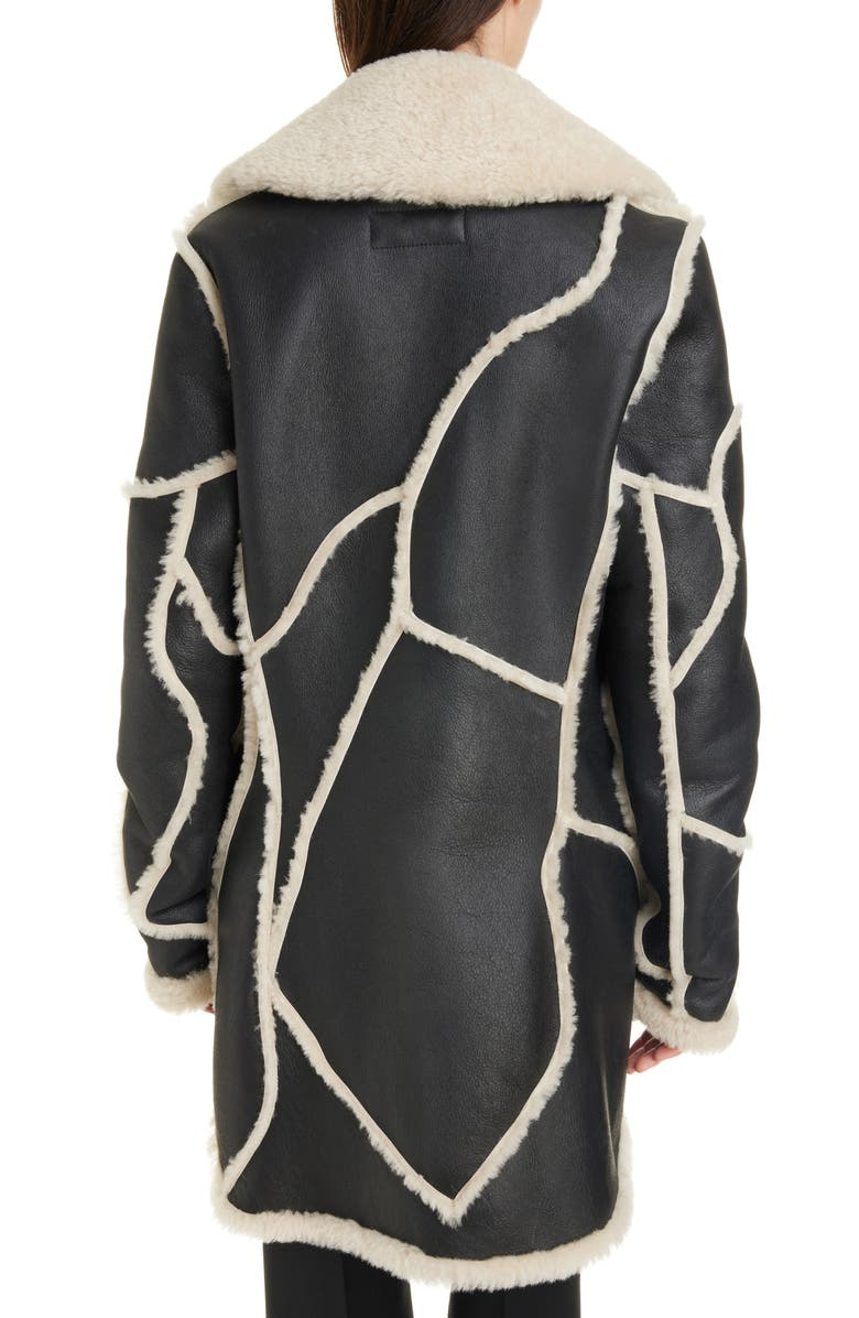 Chloé Patchwork Leather & Genuine Shearling Coat, Alternate, color,