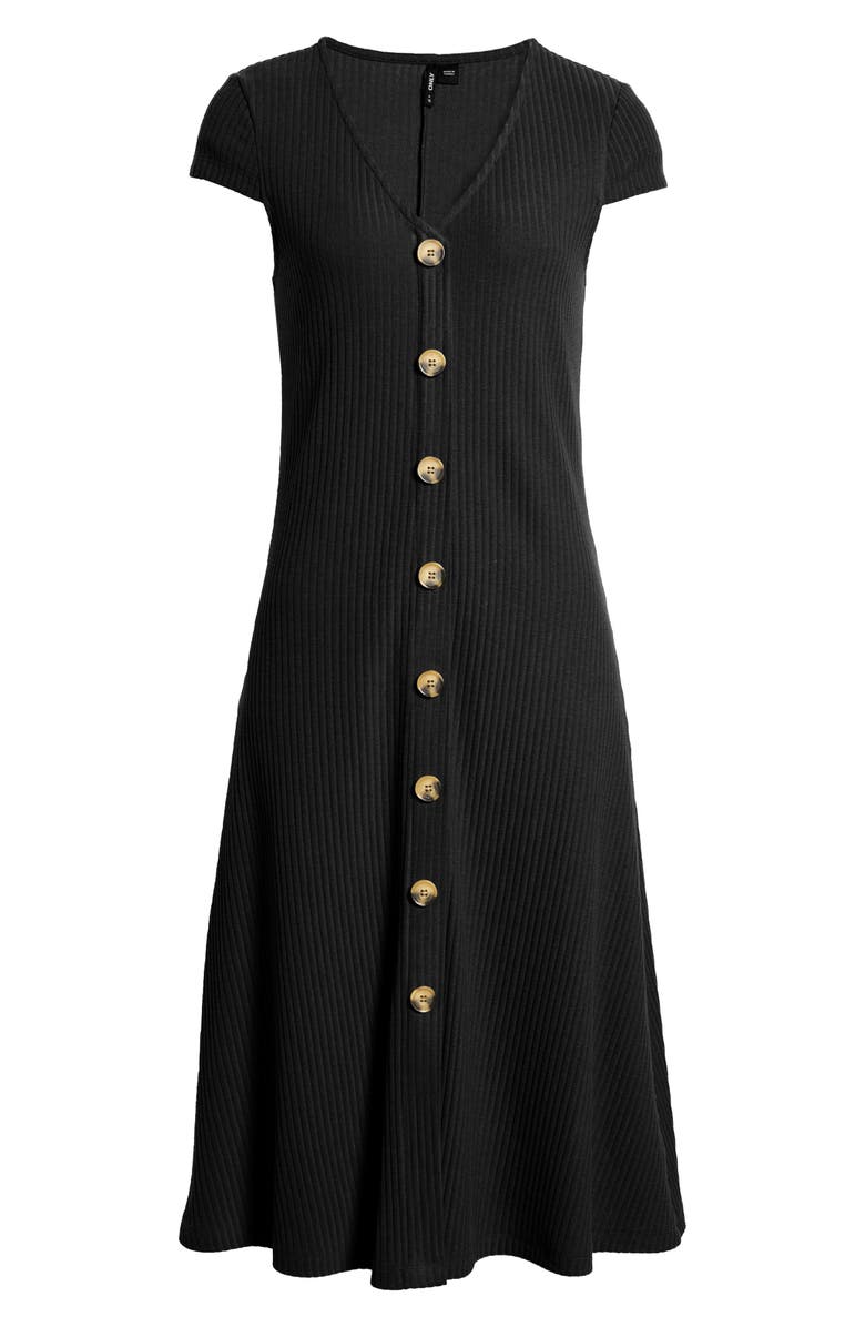 Only Nella Button Front Ribbed Midi Dress, Alternate, color, 