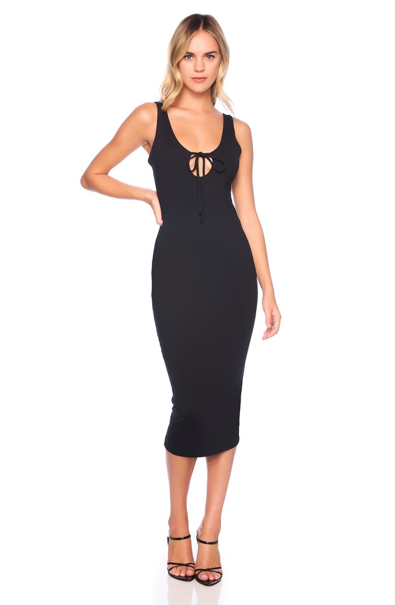 Susana Monaco Front Keyhole Knit Midi Dress, Alternate, color, Black