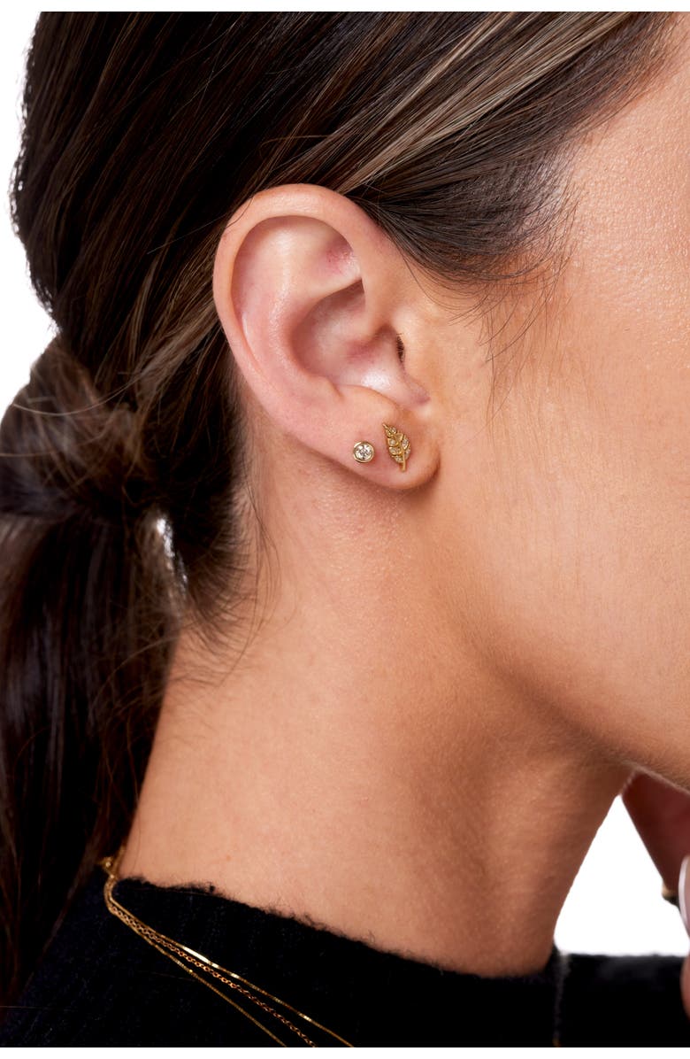 ELLIOT YOUNG 14K Gold Diamond Bezel Stud Earring, Alternate, color, White Gold