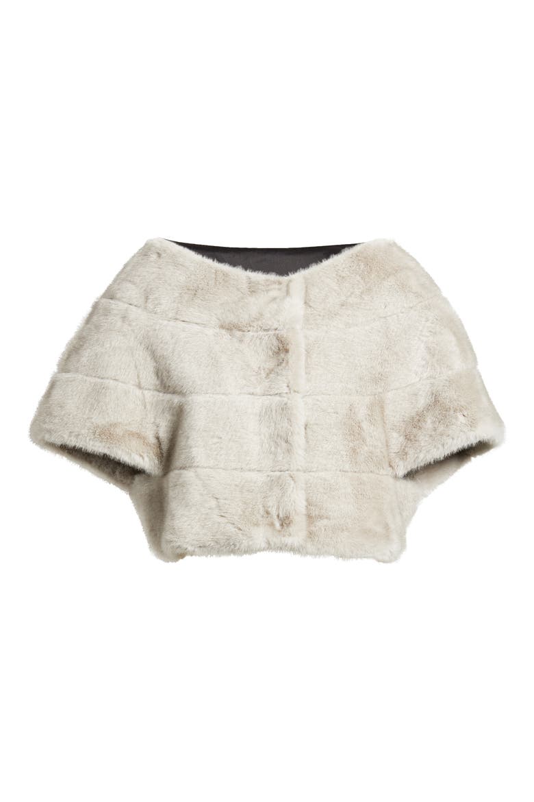 Faux Fur Crop Jacket, Alternate, color, SILVER/ BLUE