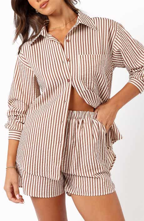 Petal & Pup Kennie Stripe Cotton Blend Seersucker Button-Up Shirt