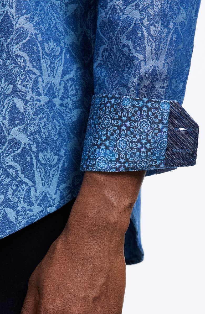 Robert Graham Highland Classic Fit Stretch Cotton Button-Up Shirt, Alternate, color, Dark Blue
