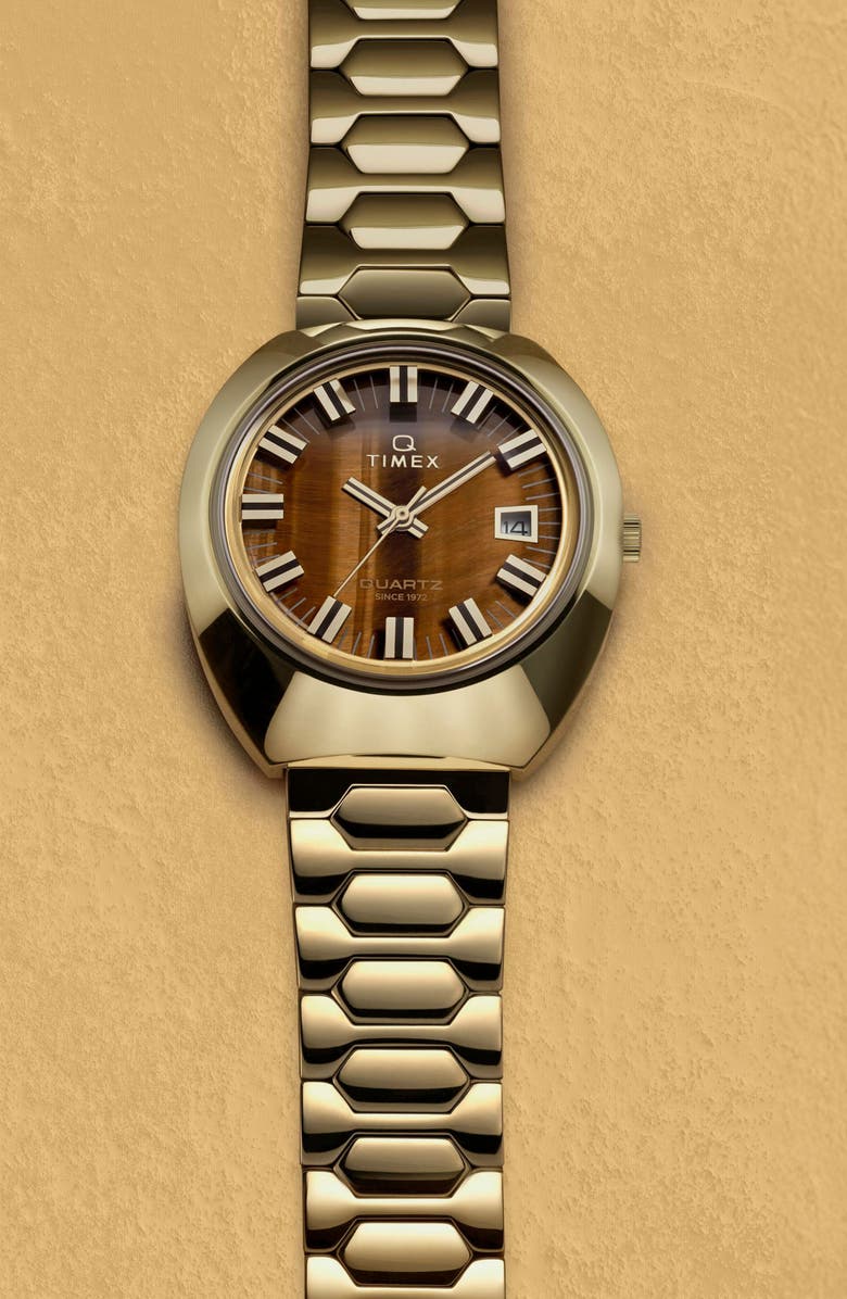 Timex<sup>®</sup> Q 1972 Time Machine Reissue Bracelet Watch, 39mm, Alternate, color, Brown