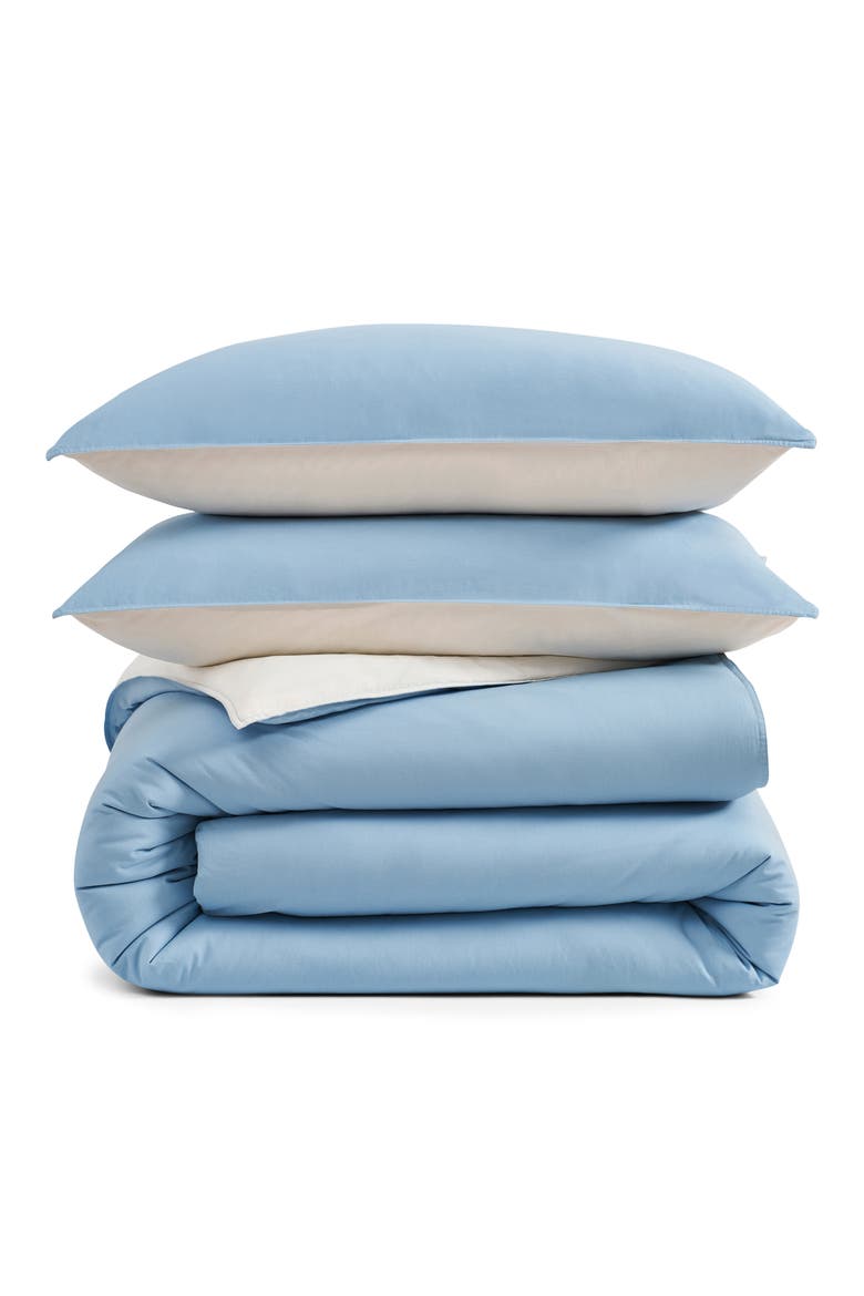 Reversible Vintage Washed Cotton Duvet & Sham Set, Main, color, BLUE/ IVORY