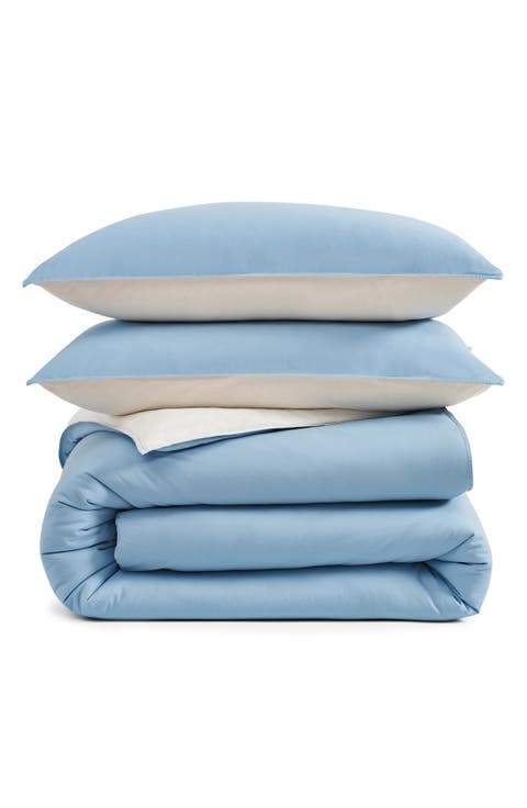 Reversible Vintage Washed Cotton Duvet & Sham Set