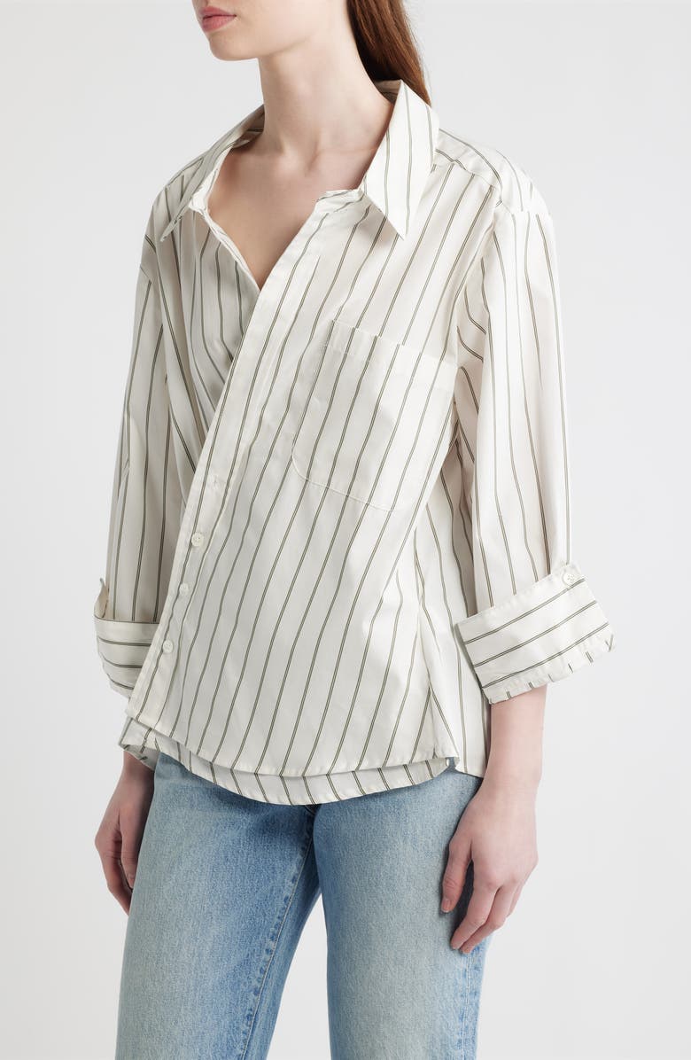 CISSA Asymmetric Stripe Wrap Shirt, Alternate, color, Fray Stripe