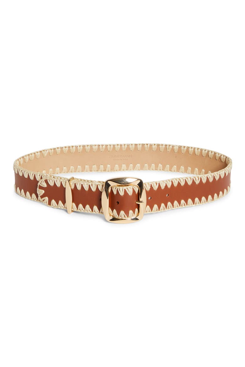 Kaia Leather Belt, Main, color, TAN