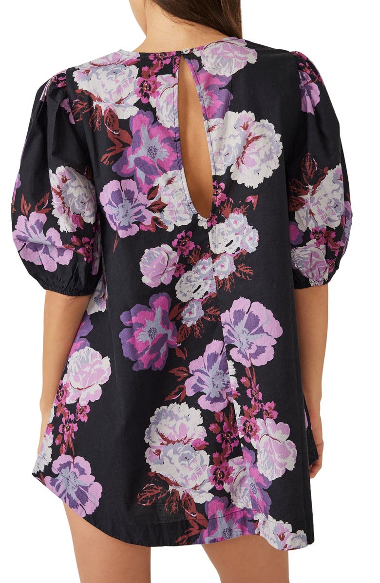 Free People Maye Floral Puff Sleeve Cotton Poplin Tunic Top, Alternate, color,