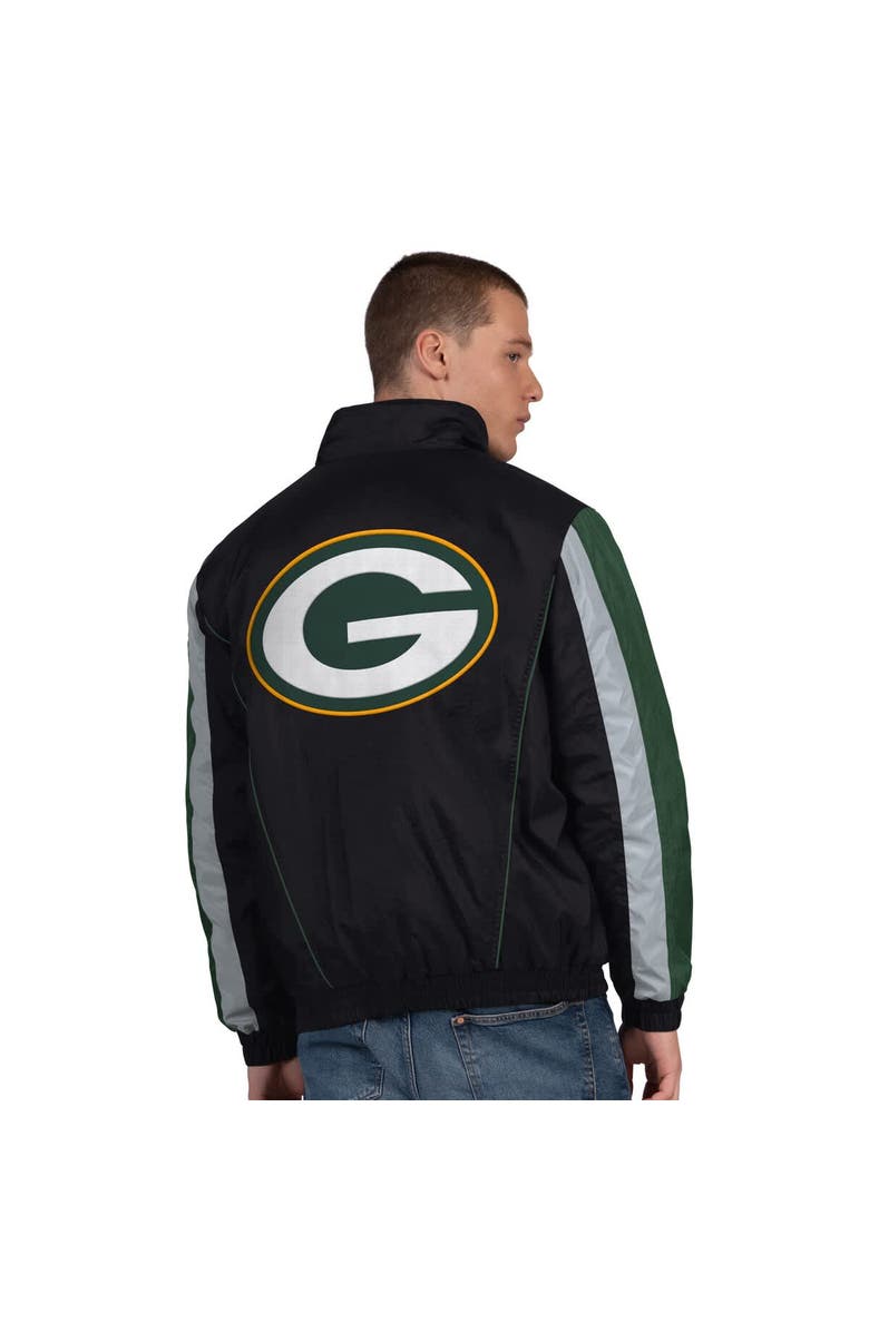 STARTER Men's Starter Black Green Bay Packers Thursday Night Gridiron Half-Zip Jacket, Alternate, color, Black