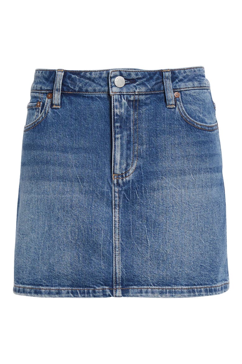 Joss Buckle Back Denim Miniskirt, Alternate, color, NORA ULTRA LIGHT BLUE
