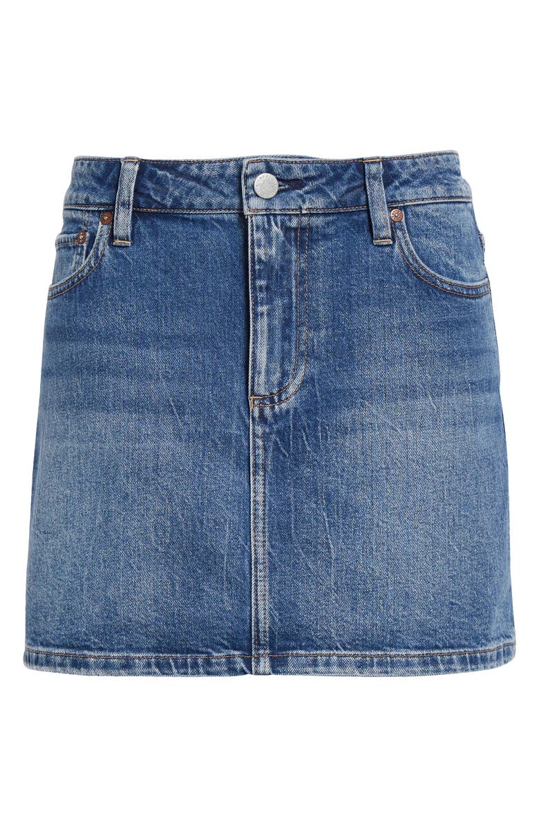 Alice + Olivia Joss Buckle Back Denim Miniskirt, Alternate, color,