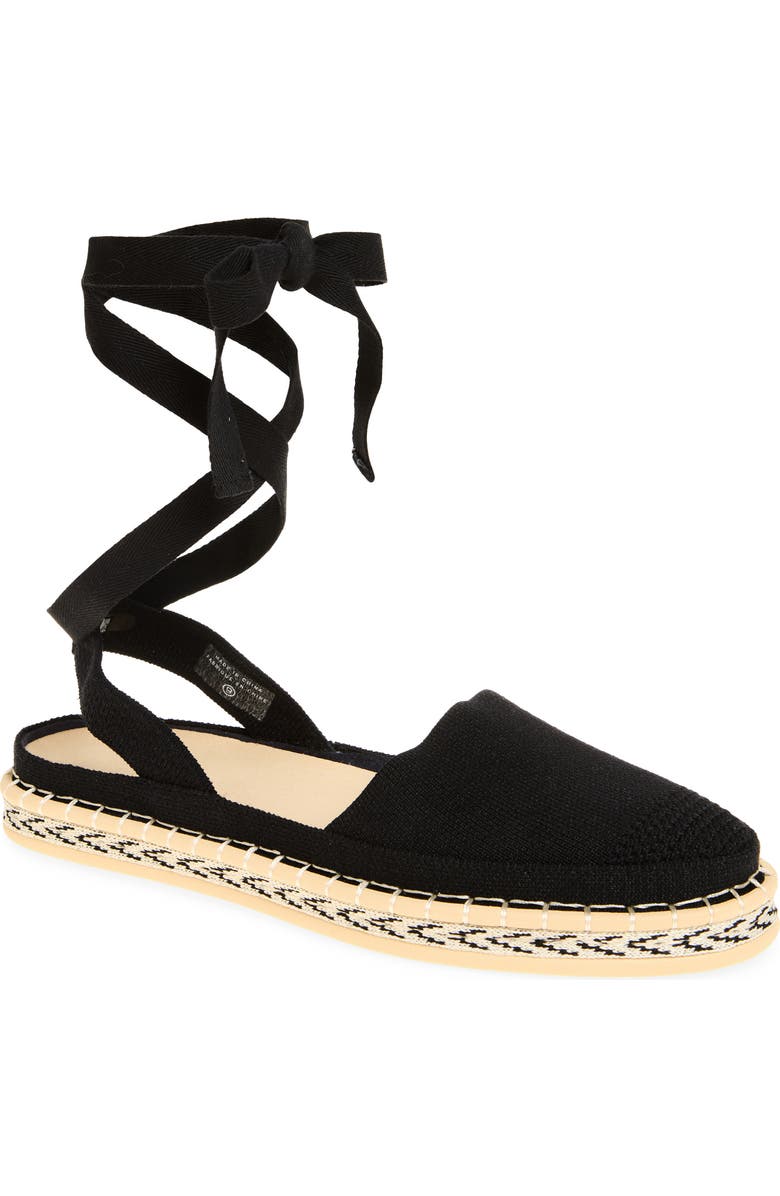 Rothy's The d'Orsay Ankle Tie Espadrille Flat, Main, color, Black
