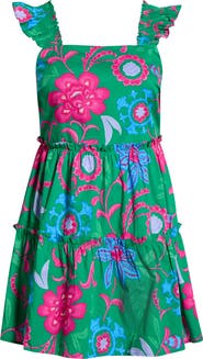 SUGARLIPS Cabina Floral Ruffle Tiered Cotton Mini Sundress