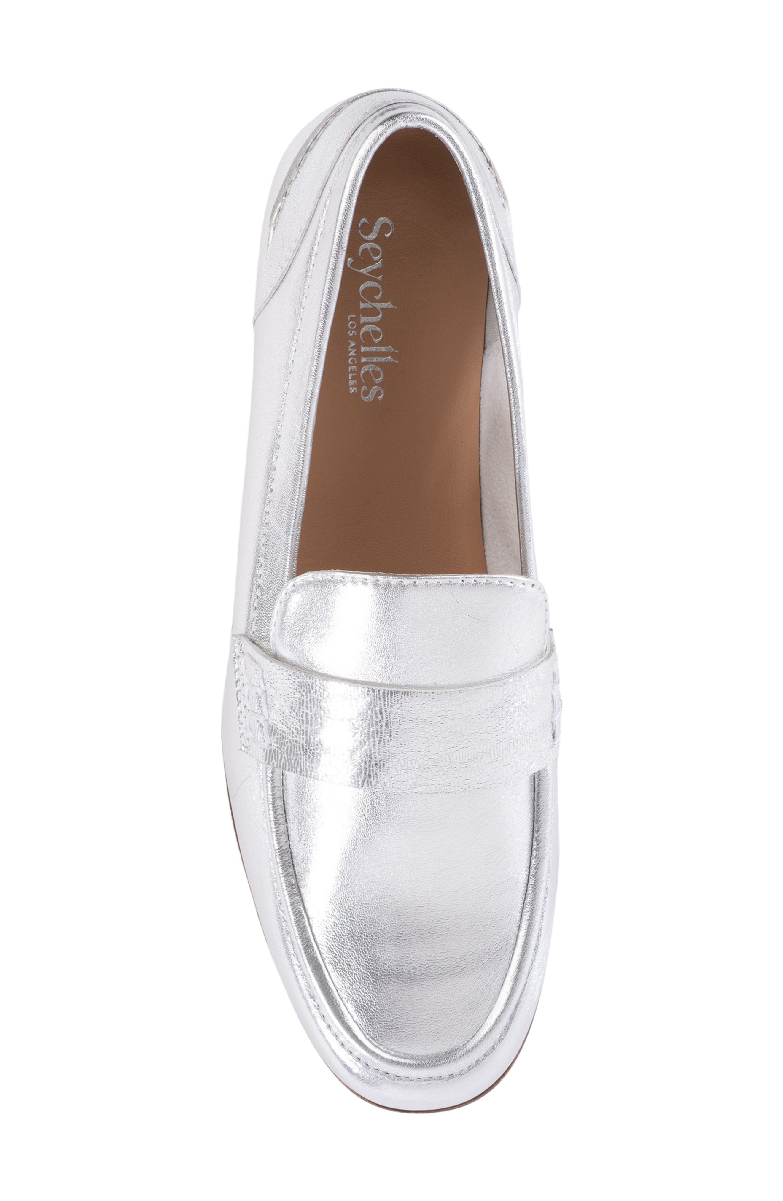 Seychelles Sooner or Later Loafer, Alternate, color, Silver Leather
