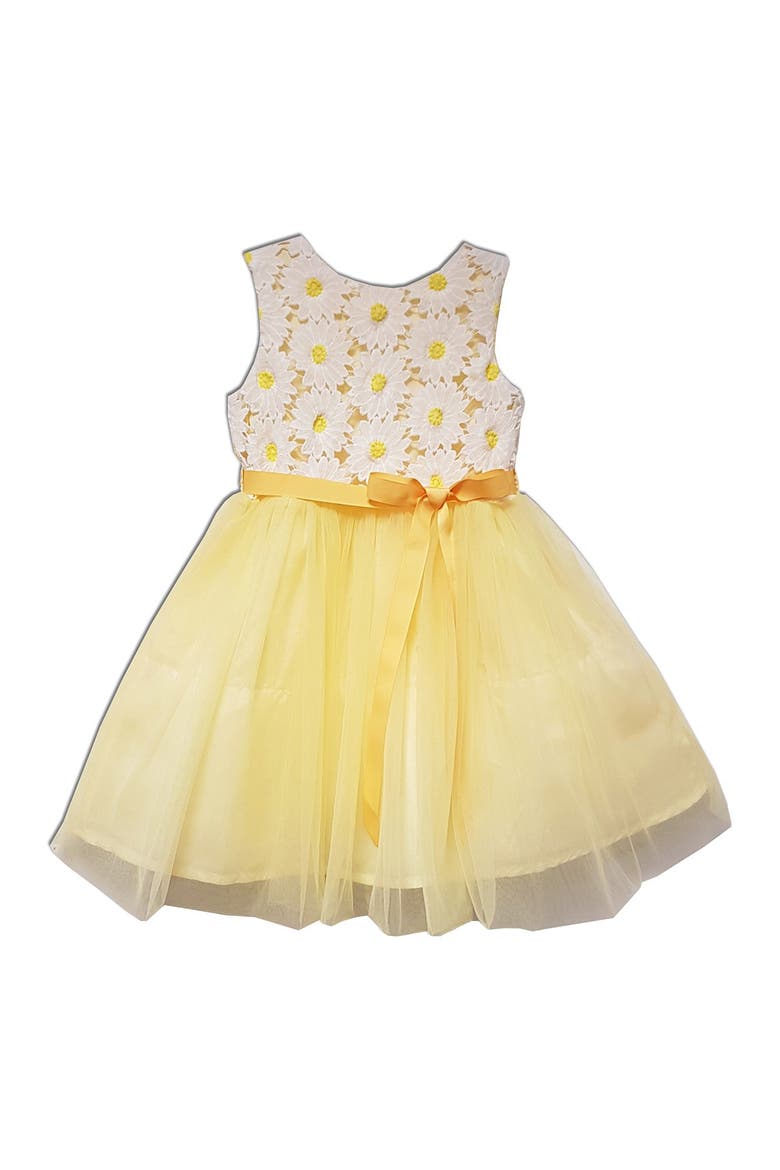Kids' Daisy Embroidered Tulle Dress, Main, color, YELLOW