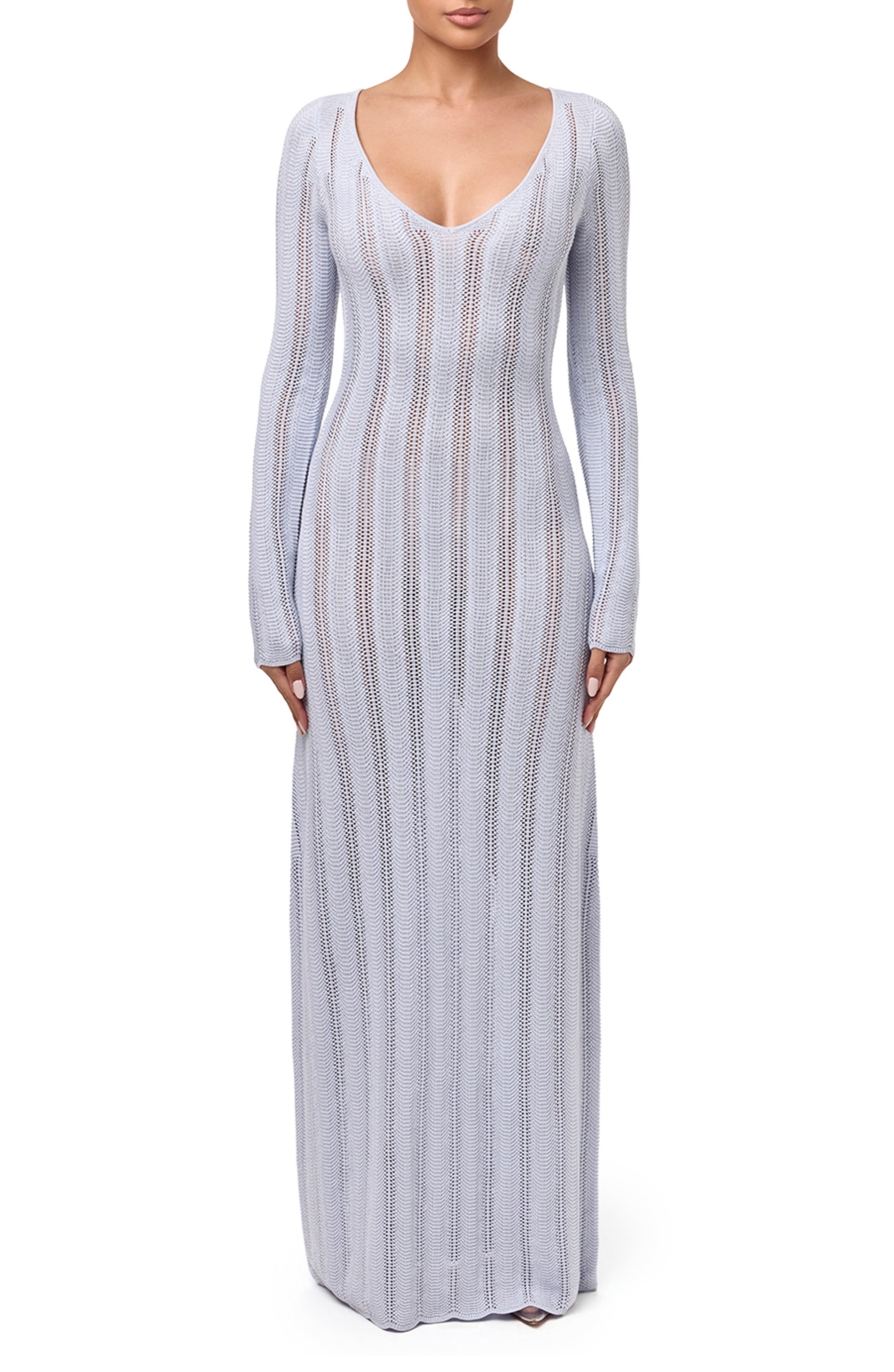 Naked Wardrobe Long Sleeve Knit Maxi Dress