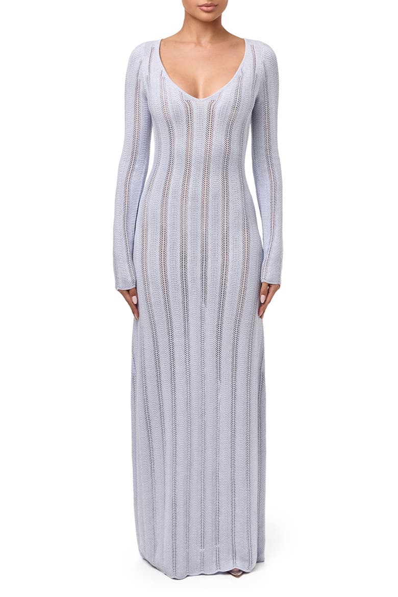 Long Sleeve Knit Maxi Dress, Main, color, BABY BLUE