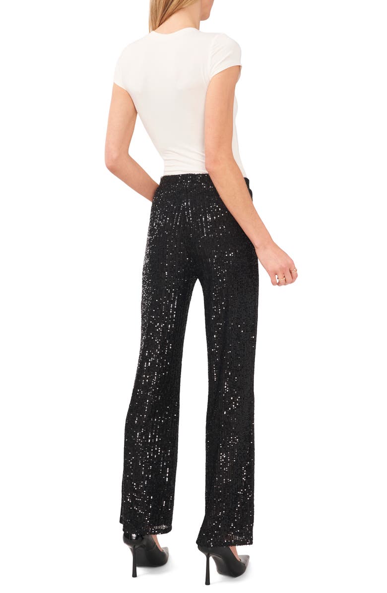 Vince Camuto Sequin Flare Leg Pants, Alternate, color, Rich Black