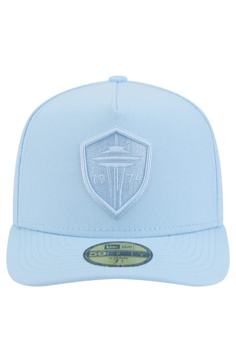 New Era Men's New Era Light Blue Seattle Sounders FC Color Pack A-Frame 59FIFTY Fitted Hat, Alternate, color, Light Blue