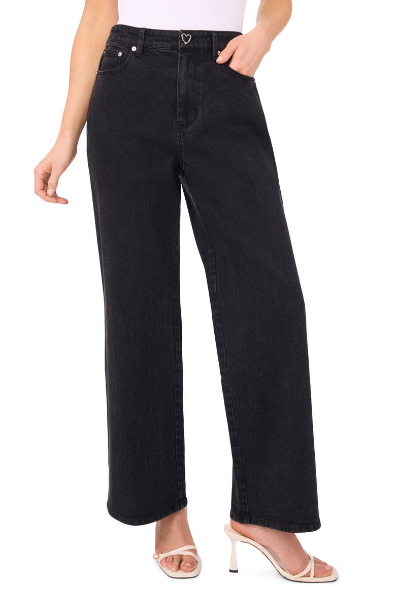 CeCe Classic High Waist Wide Leg Jeans, Main, color, Rich Black