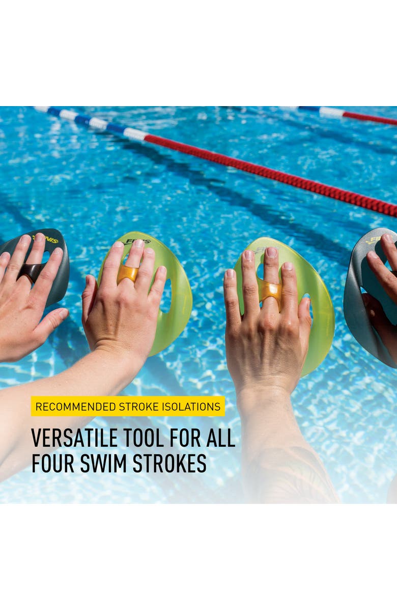FINIS Iso Swim Training Paddles Stroke Technique Trainer Isolates Muscle Groups Strapless, Alternate, color, Black & Yellow