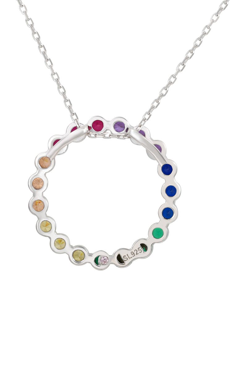 SUZY LEVIAN Sterling Silver Rainbow Cubic Zirconia Circle Pendant Necklace, Alternate, color, 