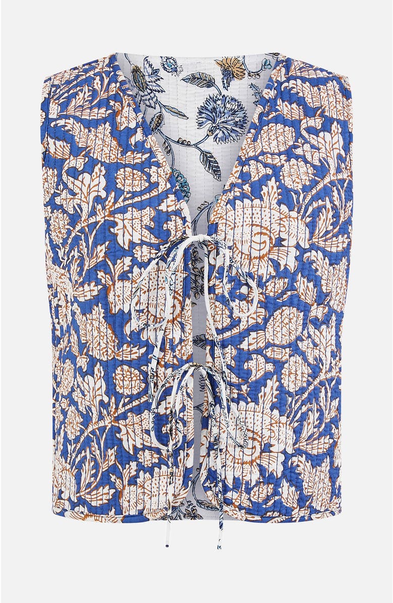 Yumi Floral Reversible Quilted Vest Jacket, Alternate, color, White