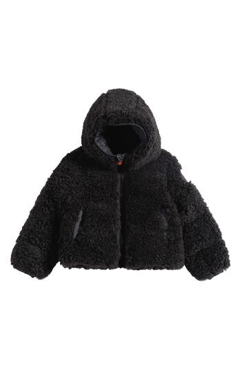Save The Duck Kids' Kenda High Pile Fleece Hooded Jacket In Black