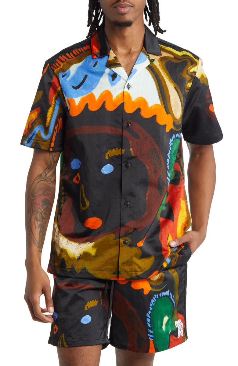 Billionaire Boys Club Verano Print Short Sleeve Camp Shirt, Main, color, 