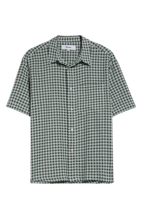 Palmes Checkered Short Sleeve Cotton Button-up Shirt In White/green