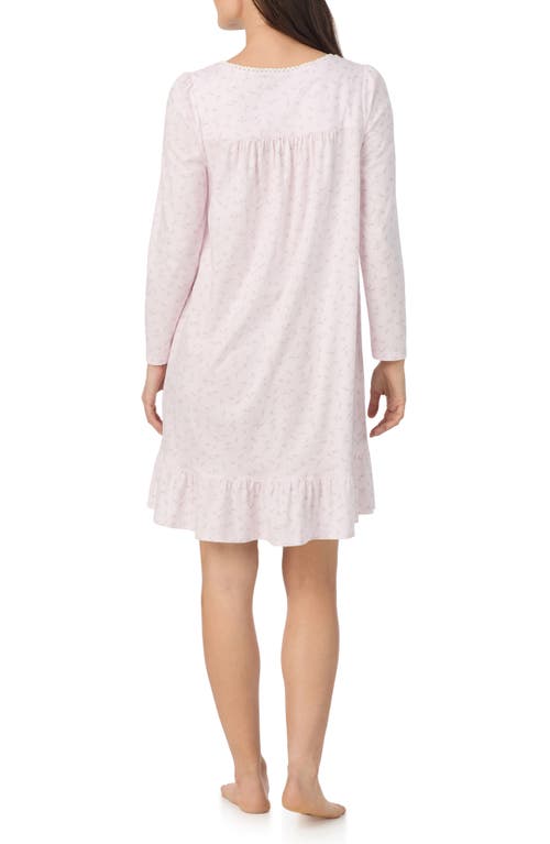 Eileen West Long Sleeve Short Cotton Nightgown In Pink