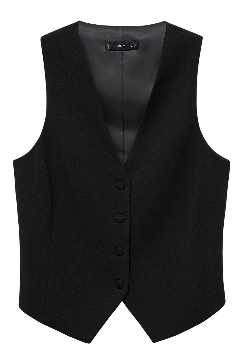 Suit Waistcoat with Buttons, Alternate, color, BLACK