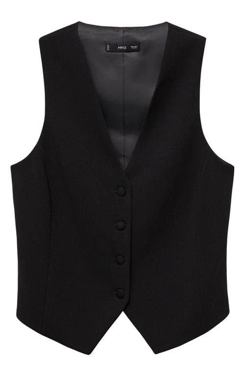 Mango Suit Waistcoat With Buttons In Black