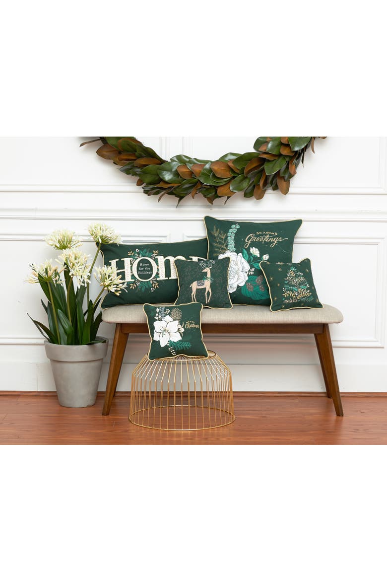 Christmas Amaryllis Small/Petite Accent Pillow, Alternate, color, White