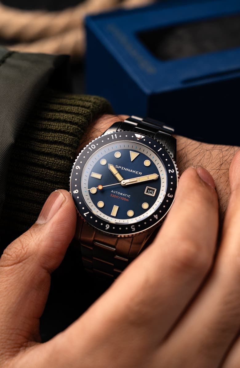 SPINNAKER Croft Pioneer Automatic Bracelet Watch, 42mm, Alternate, color, Blue