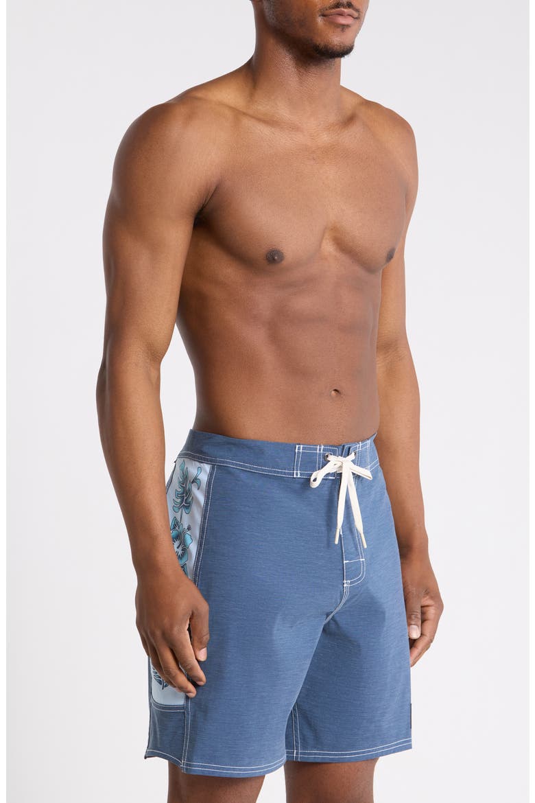 Original Arch 18" Water Repellent Board Shorts, Alternate, color, DARK DENIM