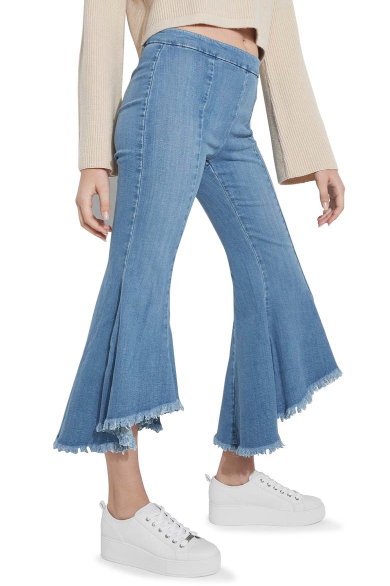 Sofia 1981 Frayed Ankle Flare Jeans, Alternate, color, BLUE