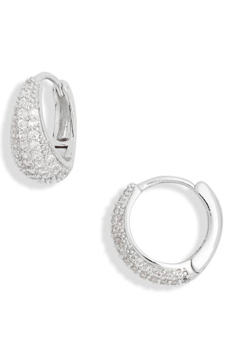 Cubic Zirconia Pavé Huggie Hoop Earrings