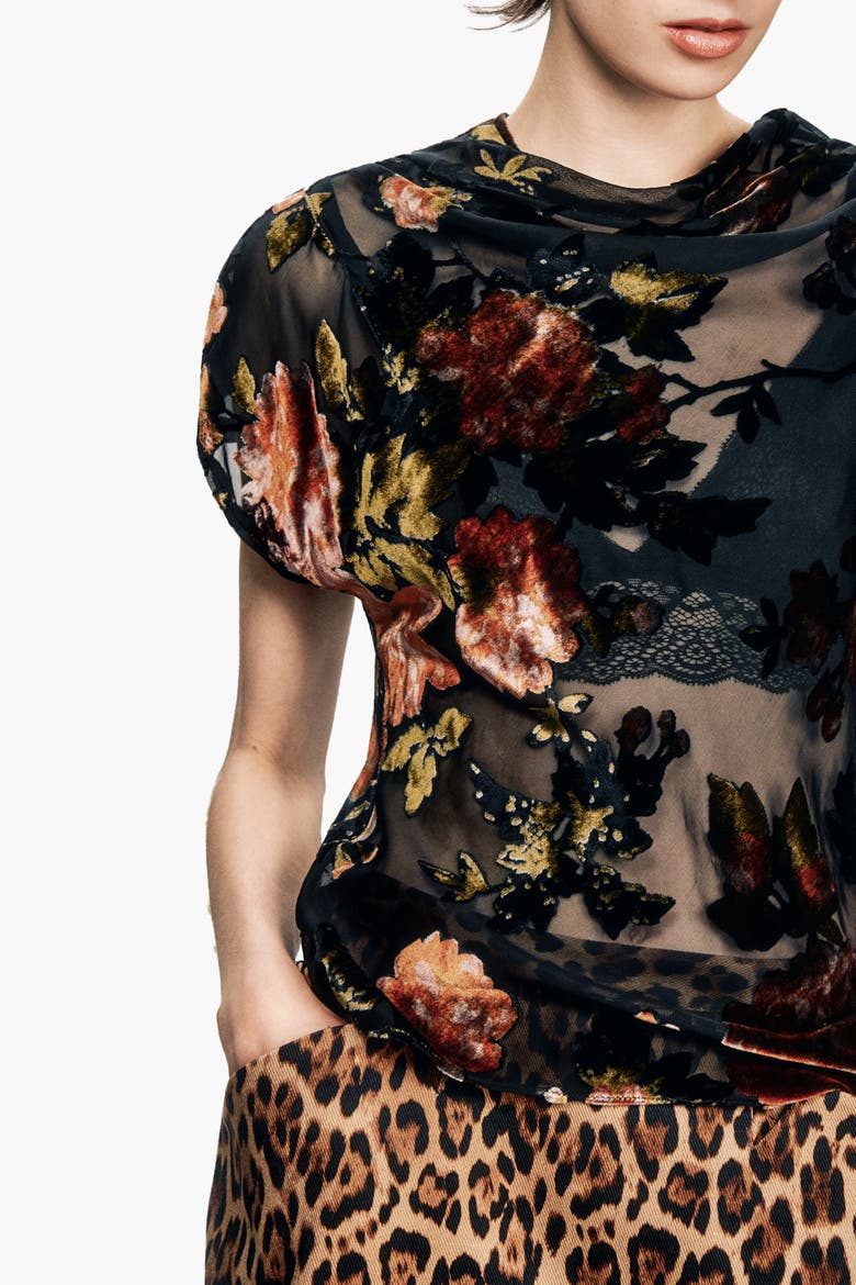 Folia Devore Top, Alternate, color, RUSSET MULTI