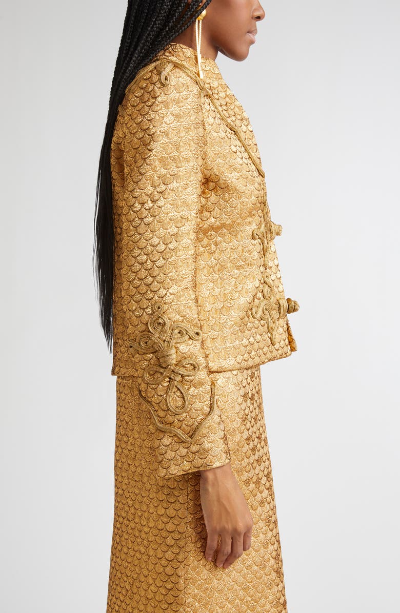 Johanna Ortiz Boldness Scale Jacquard Jacket, Alternate, color, Gold