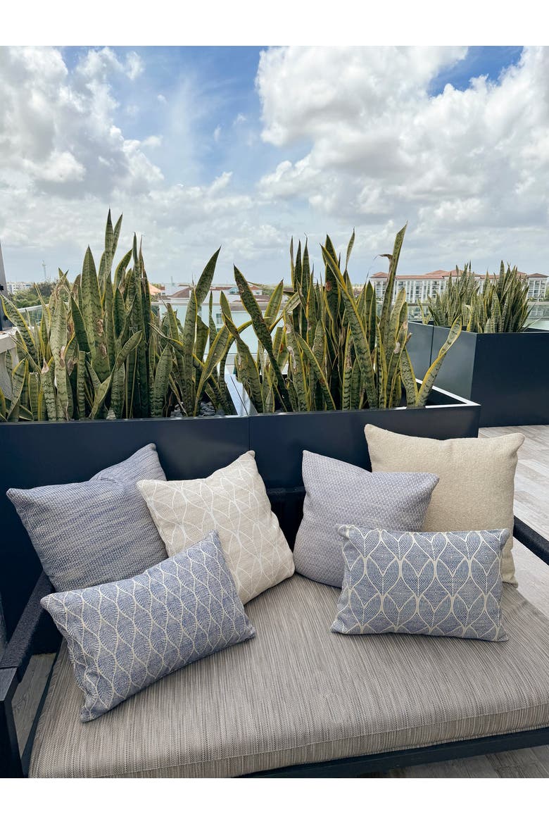 Cool Tropics Indoor Outdoor Pillow, Alternate, color, Indigo