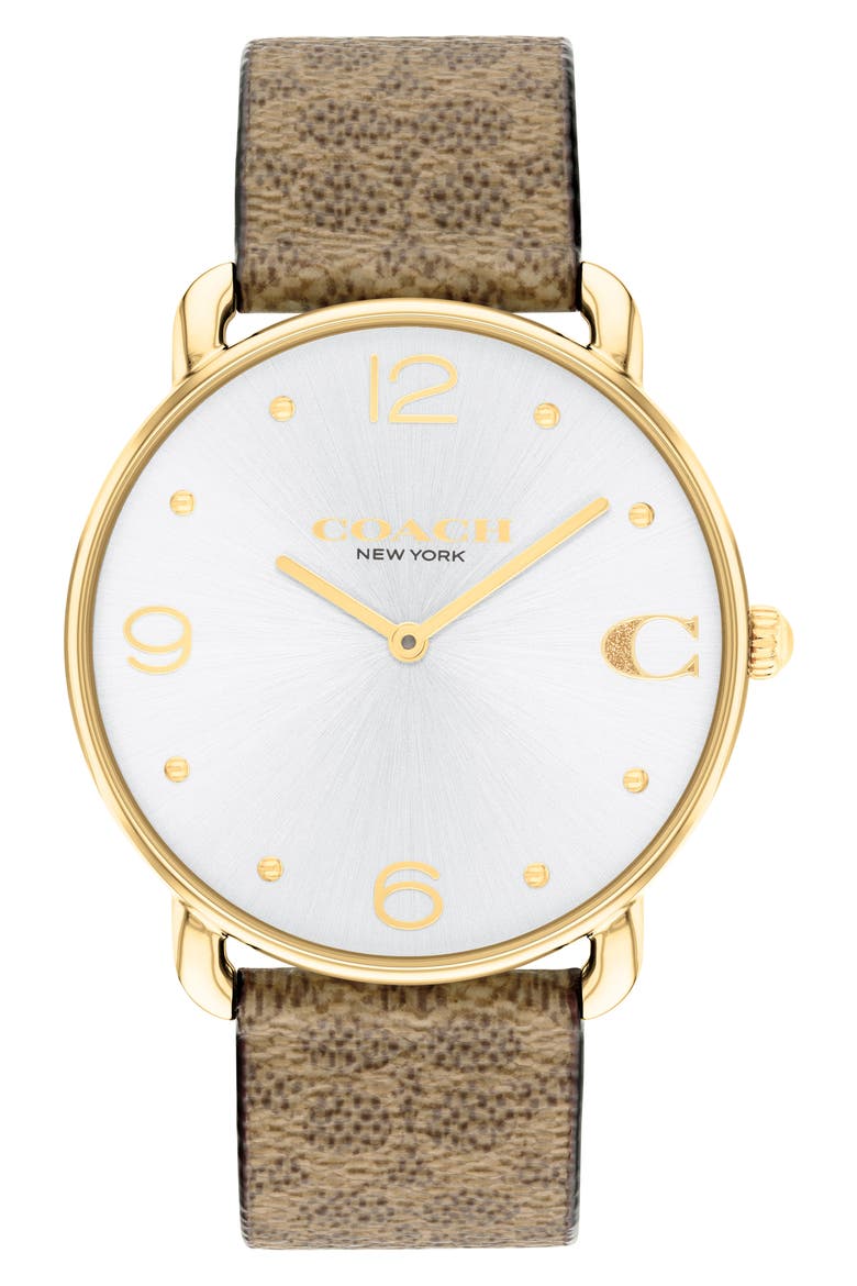 Elliot Snake Print Leather Strap Watch, 36mm, Main, color, SILVER WHITE